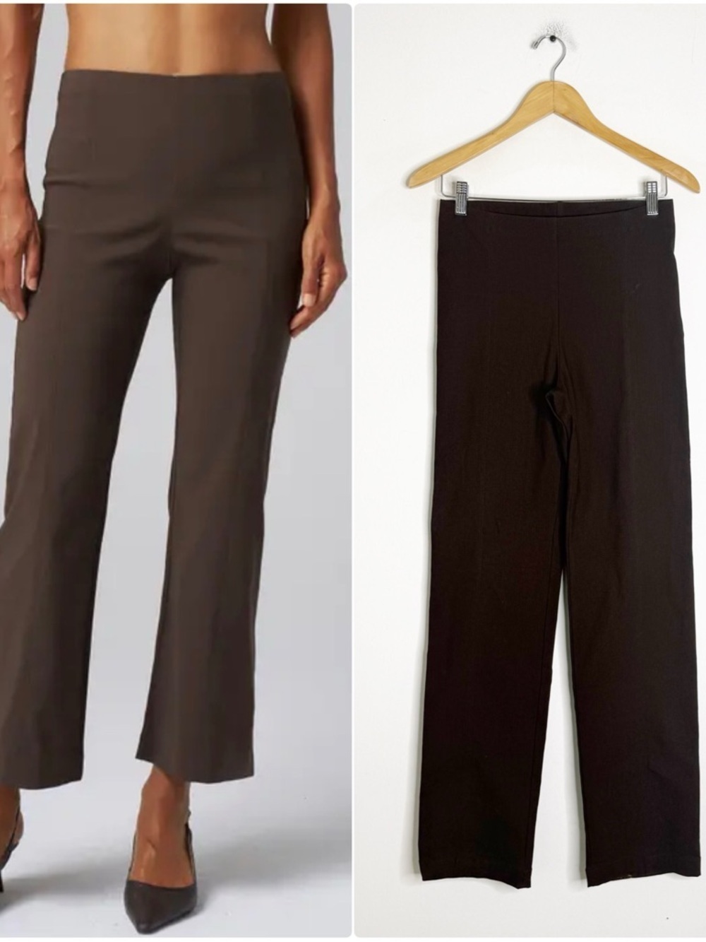 Franne Golde Brown Pull On Pants Size 8 Classic Fit Stretch Straight